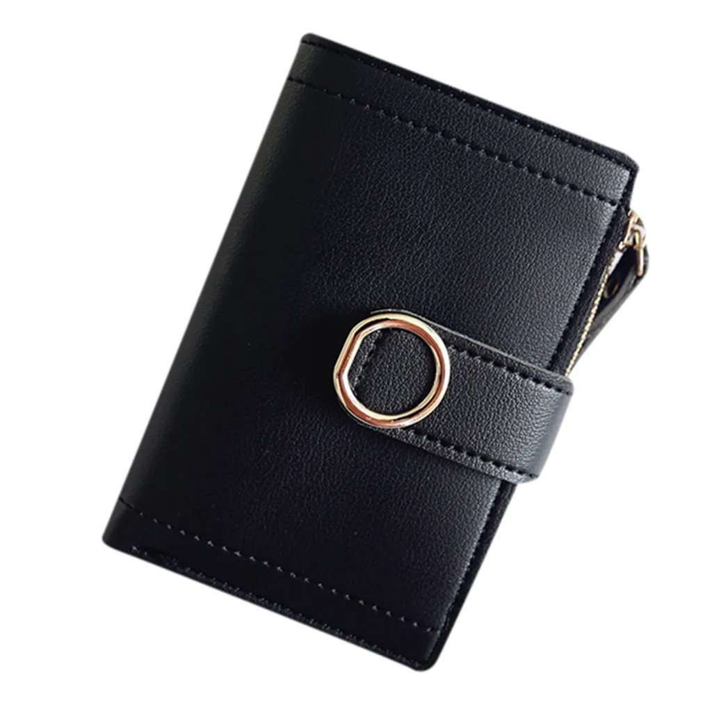 Женское короткое Стильное однотонное милое портмоне держатель для карт винтажный кошелек держатель для карт сумка сумки в Корейском стиле