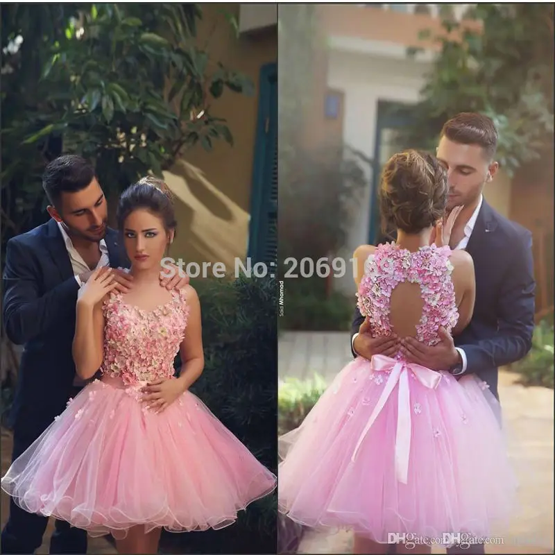 2017-New-Pink-Halter-Neck-Backless-3D-Flower-Cocktail-Dresses-Elegant-Backless-Short-Prom-Dresses-Tulle (3)
