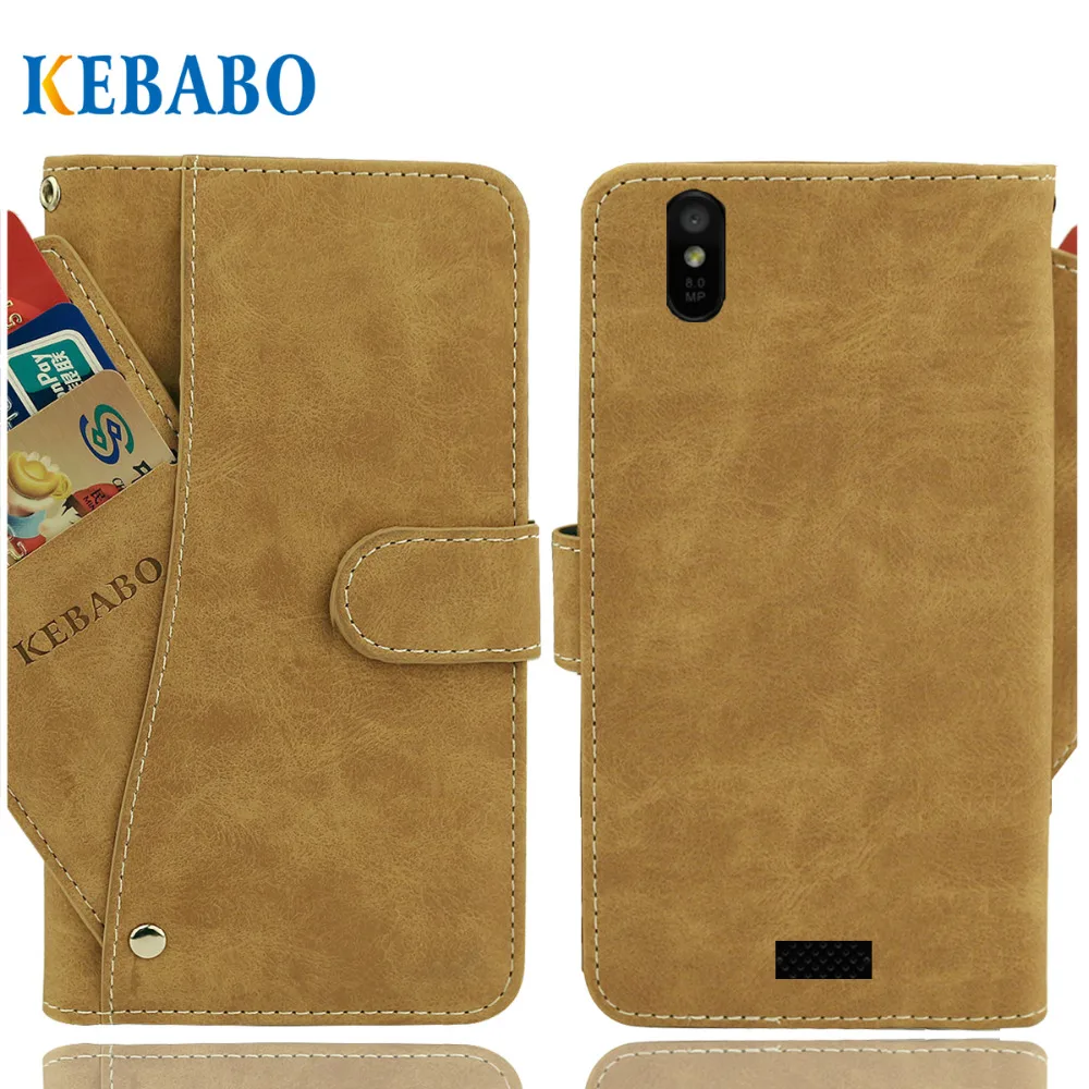 

Vintage Leather Wallet Prestigio Muze U3 LTE Case 5" Flip Luxury 3 Front Card Slots Cover Magnet Stand Phone Protective Bags