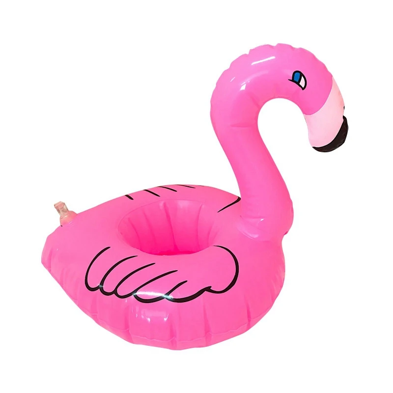 Cute Pink Flamingo Drink Holder PVC Inflatable Floating Swimming Pool Beach Party Kids Swim Beverage Holders (5)