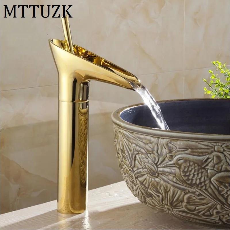 Mttuzk شحن مجاني! gloden النحاس الشلال بالوعة الحمام الحنفية واحدة مقبض الغرور خلاط صنبور الطابق الخيالة النبيذ الزجاج صنبور Mttuzk شحن مجاني! gloden النحاس الشلال بالوعة الحمام الحنفية واحدة مقبض الغرور خلاط صنبور الطابق الخيالة النبيذ الزجاج صنبور