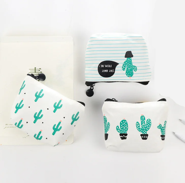 

Cartoon Cute Cactus Card Purse Coin Wallet Stationery Pouch Key Holder Bag Card Holder Office