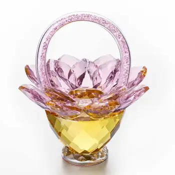 

Crafts Glass Paperweight Figurine Pink Basket Table Decor Glass Ornament Collection Wedding Gift High Quality Artwork Souvenir