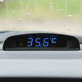 

3 In 1 Auto Clock Thermometer Voltmeter Display Car Ornament Automobiles Interior Digital LED Watch Voltage Monitor Decoration