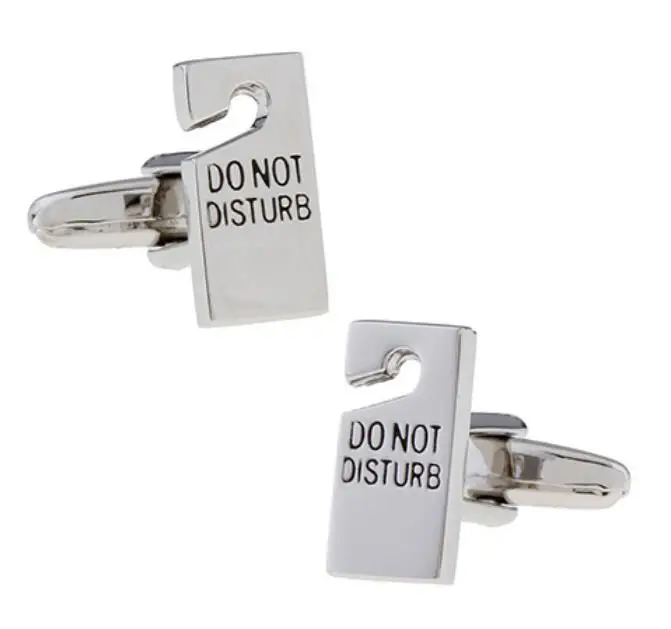 

Men's Door Plate Cufflinks Copper Material Silver Color 'DO NOT DISTURB'