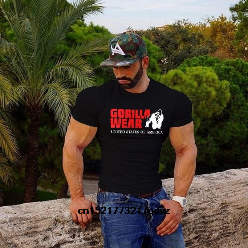 

Men T shirt SummerT Shirts The gorilla wear Tshirt fitness bodybuilding Tee Shirts Short Sleeve Man Tops women