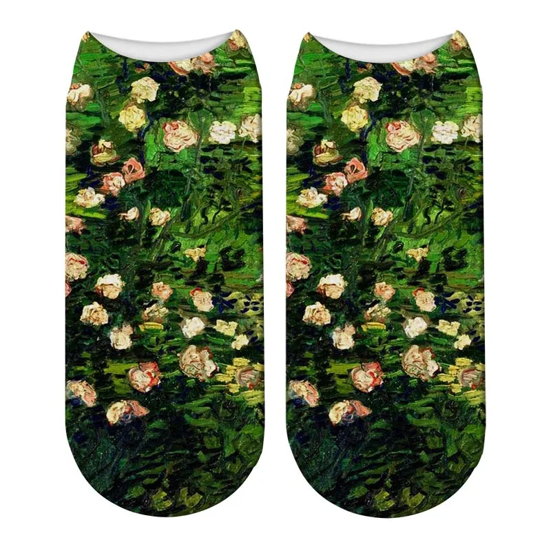 SexeMara/Новинка, женские носки с 3D принтом, женские художественные носки Ван Гога, классические забавные носки унисекс с подсолнухами и масляной росписью - Цвет: Style6