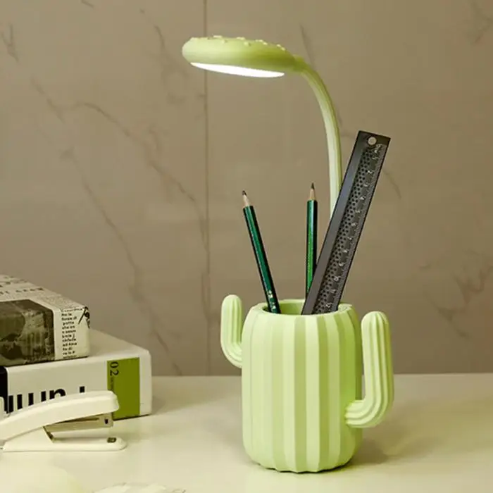 New Hot LED Cactus Desk Light Eye Protection Dimmable Lamp with Pen Holder for Office Reading