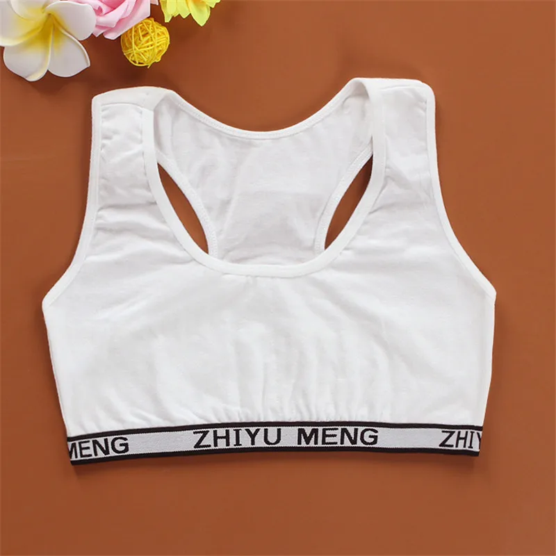 Teen bra girl vest Cotton Spandex Big Girl's Sport 12-16 Years Adolescente Kids Underwear Letter Racerback Training 1 piece