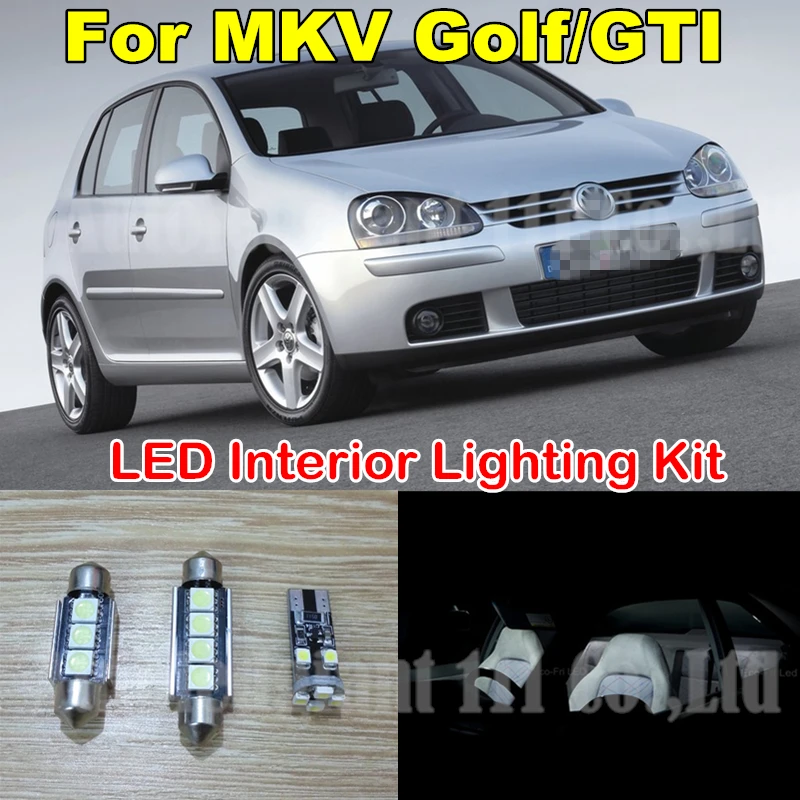 12x Cold White Error Free Light Canbus Lamp For Volkswagen Vw Golf Mkv Mk5 Golf Gti Interior Led Light Kit 2006 2007 2008 2009 In Car Headlight