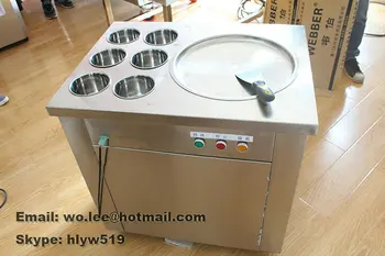 

hot sell round pan 220v 110v ice cream machine/ fried ice cream machine with r410a ice cream roll| ice pan machine 6 box