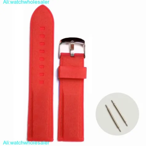 24mm Fun Red Color Silicone Jelly Rubber Ladies Watch Band Straps WB1054E24JB