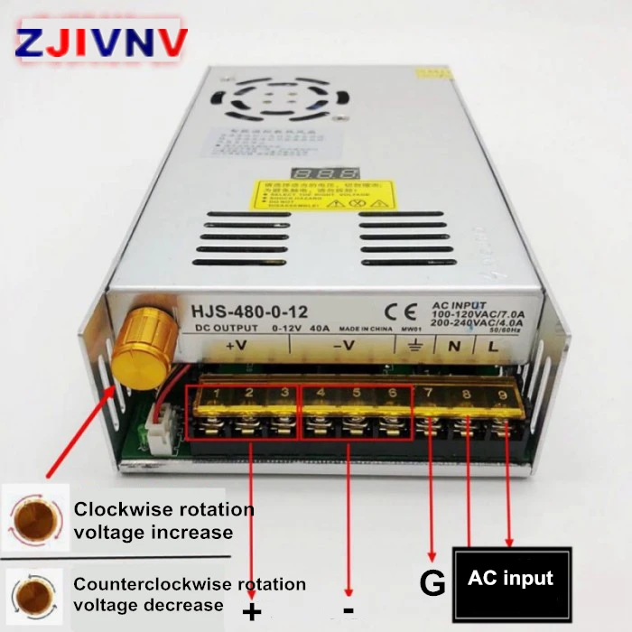 Entrada ac 110220 v 480 w saída