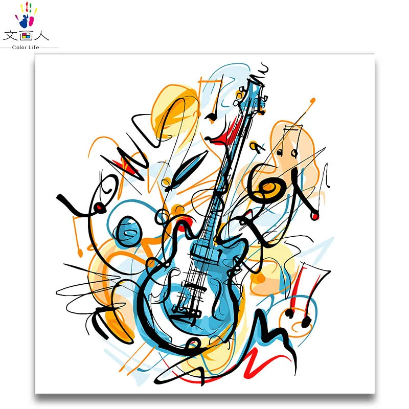 Colorful Guitar music,Note painting coloring picture paint