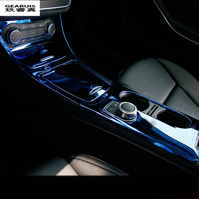 Стайлинга автомобилей центральной ящик для хранения кадра отделкой Авто-кондиционеры стакана воды панели Накладка для Mercedes Benz cla C117 gla X156