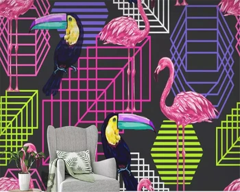 

beibehang Custom wallpaper for walls 3 d fashion flamingo flowers bird tropical background photo wallpaper papier peint mural 3d