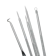 5 шт., нержавеющая сталь, экстрактор черных точек для лица, средство для удаления угрей премиум класса, прыщи, серебро, набор инструментов для ухода за кожей