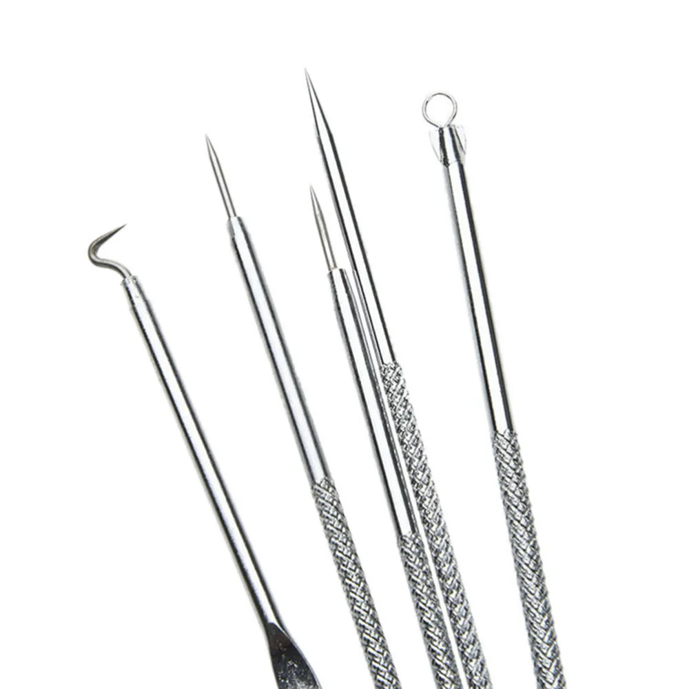 

5PCS Stainless Steel Face Blackhead Extractor Blemish Premium Acne Pimple Silver Remover Skin Care Tool Kit