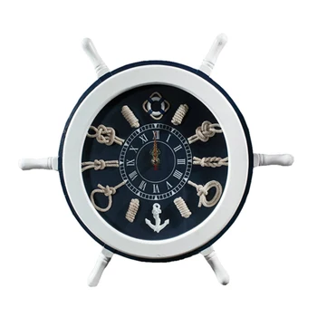 

Mediterranean Style Woody Decorative Wall Clock Shabby Chic Clock Zegar Vintage Home Decor Wekkerradio Wall Watch Modern 50A0842