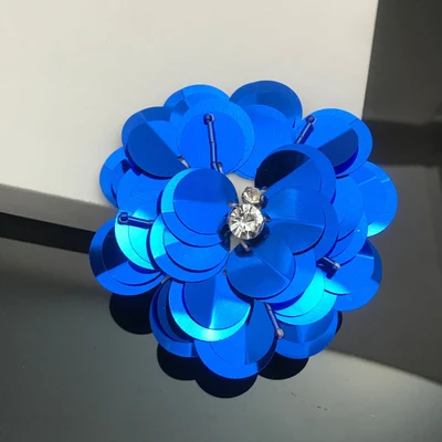 sapphire blue 10 шт./партия, модная Мини Одежда с блестками, кружевные лоскутные штаны, платье, аппликация, воротник из бисера, сделай сам, ручные аксессуары для шитья RS605 - Цвет: sapphire blue