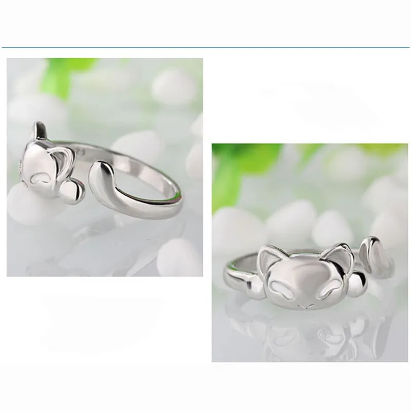 Модные милые кольца в виде лисы, забавные вечерние кольца на палец в виде животных для женщин, 925 пробы серебряные ювелирные изделия
