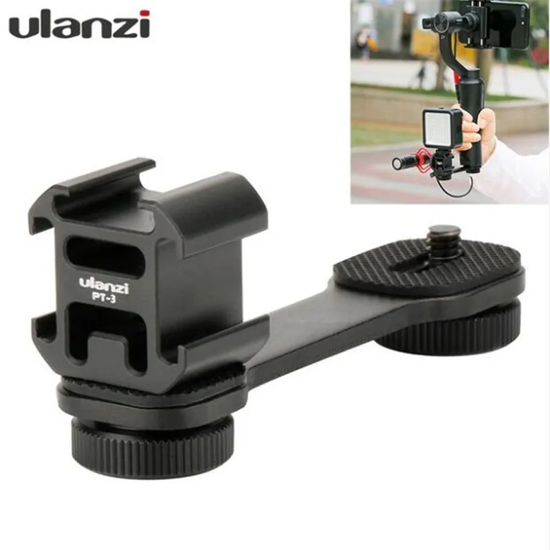 

Ulanzi Triple Hot Shoe Mounts Bracket Stand Microphone Plate Adapter PT-3 for Zhiyun Smooth 4 Feiyu Vimble 2 DIJ OSMO Mobile 2