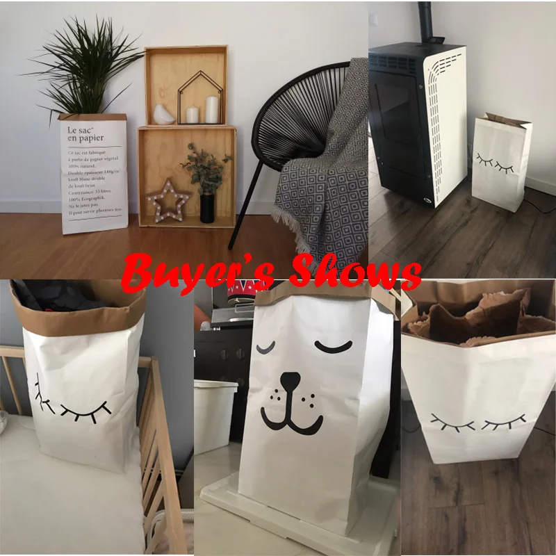 Behogar لطيف الكرتون كرافت ورقة تخزين الكتان كيس غسيل الملابس سلة تنظيمية للأدوات للأطفال غرفة الحضانة المنزل الديكور Behogar لطيف الكرتون كرافت ورقة تخزين الكتان كيس غسيل الملابس سلة تنظيمية للأدوات للأطفال غرفة الحضانة المنزل الديكور