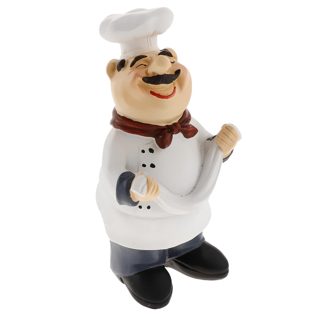 Resin Cook Statue Decorative Ornaments French Chef Figurines for Kitchen Restaurant Cafe Decor Home Shop Ornament