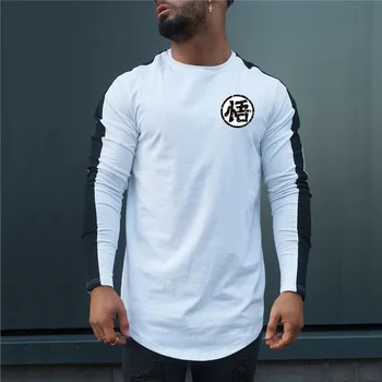 

Running t shirt men 2019 new long sleeve Fitness t-shirt cotton print men's jogging running t-shirt Bodybuilding shirt