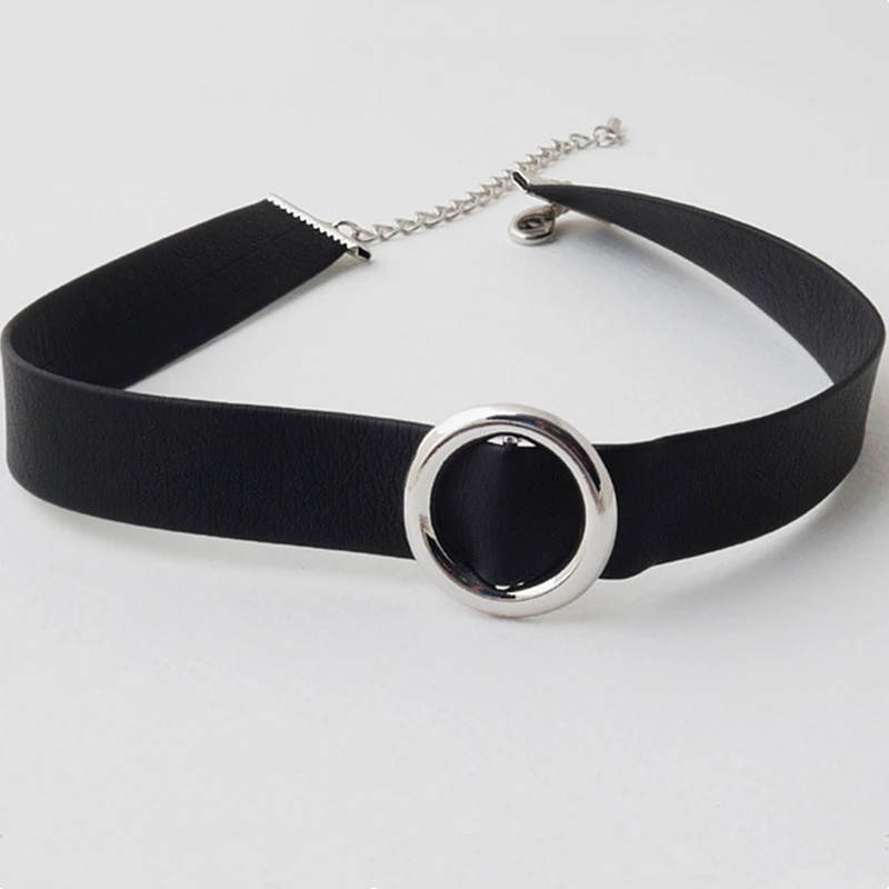 

Fashion Black Faux Leather Choker Necklaces Women Punk Gold Silver Chain Necklace Female Party Jewelry Gift Trinket Collar