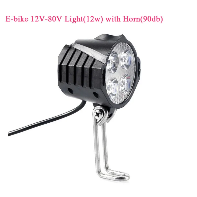 Ebike E-Bike, 12 В, 24 В, 36 В, 48 В, 60 в, 72 в, светильник для электровелосипеда с рогом, водонепроницаемый, высококачественный головной светильник, набор, передний головной светильник