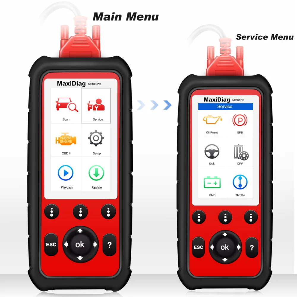 Autel MD808 Pro All System OBD2 Scanner Car Diagnostic Tool  Combination of MaxiCheck Pro and MD802 for Engine,Transmission