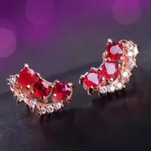 Натуральный рубин гвоздики серебро 925 натуральный красный драгоценный камень серьги-стержни для женщин личности модные вечерние украшения