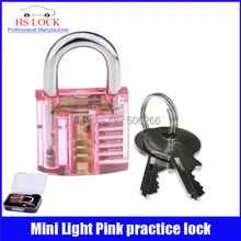 50 unids/lote Hermoso Diseño Mini Candado Herramienta de Formación Práctica Transparente Rosa Claro Práctica suministros de Cerrajería