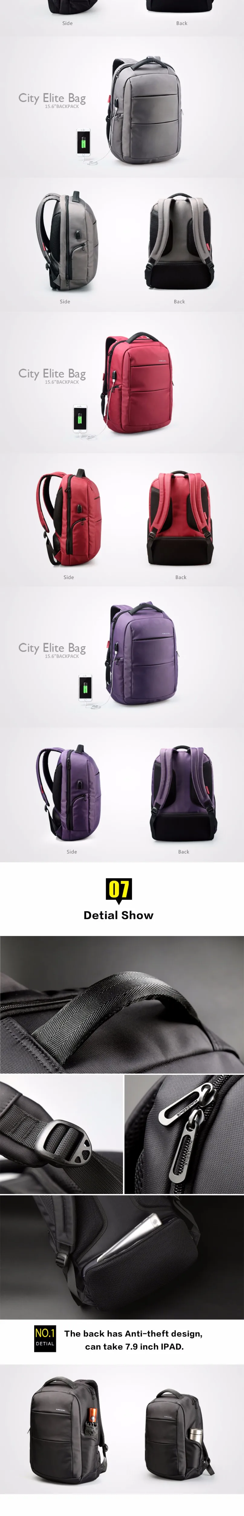 Kingsons мужской женский рюкзак с usb зарядкой, рюкзак для ноутбука с защитой от кражи, 15-15,6 дюймов, водонепроницаемые школьные сумки для подростков, мальчиков и девочек