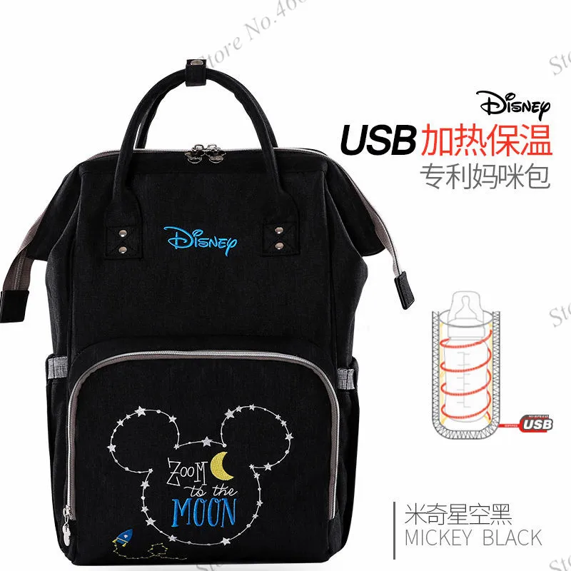 Disney Мумия сумка с usb-обогреватель детские пеленки мешок с мокрой сумкой для беременных подгузник коляска сумка рюкзак "Микки" для сумка для ухода за младенцем - Цвет: 83