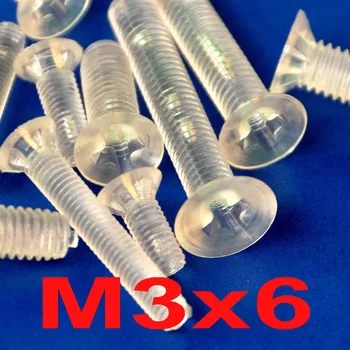 

( 1000 pcs/lot ) Metric M3 x 6mm Polycarbonate(PC) Phillips Flat Head Countersunk CSK Screw.