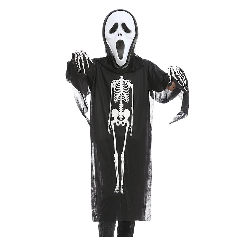 

Devil Costume Girls Halloween Fantasy Costume For Kids Scary Boy skeleton Costume with Mask Black Halloween Party Cosplay