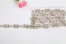 2017 flatback Bridal clear crystal rhinestone applique for wedding gown dresses rhinestone patch trim sash
