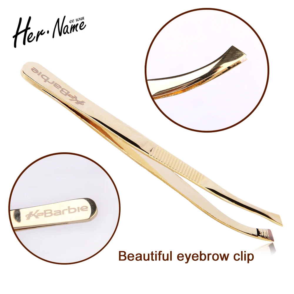 Professional Beauty Stainless Steel gold Eyelash Eyebrow Tweezers Face