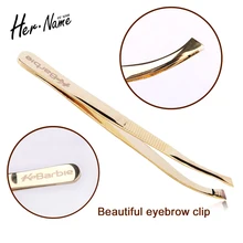 Professional Beauty Stainless Steel gold Eyelash Eyebrow Tweezers Face Hair Remover Tweezer Make Up tools direct head Or bend