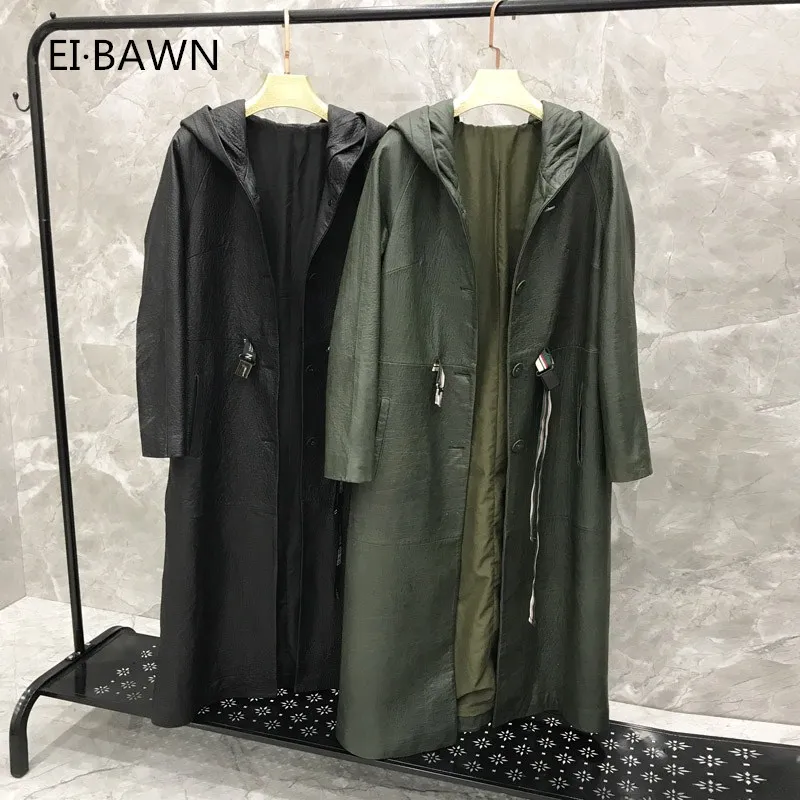

2019 New Arrival Real Leather Jacket Drawstring Genuine Leather Jacket Women Plus Size Hooded Lambskin Leather Coat for Women