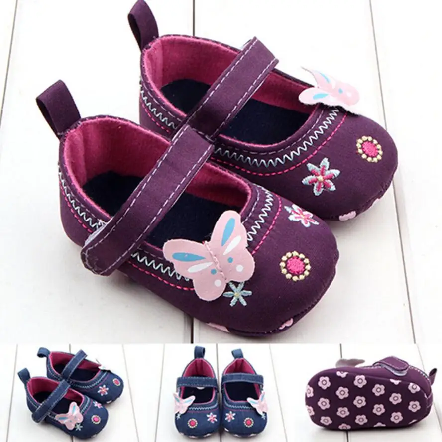 TELOTUNY baby GIRLS shoes Crib Shoes Fashion Baby GIRLS Shoes FLORL Butterfly Soft Sole Toddler Shoes UK A6