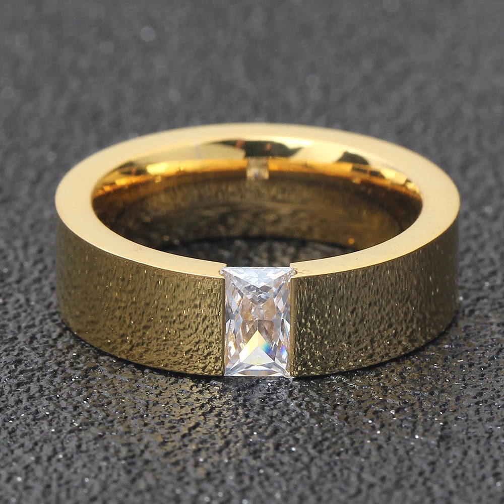 Мода Кристалл Циркон ювелирные изделия два цвета покрытием кольцо классический 316L нержавеющая сталь кольца для мужчин и женщин