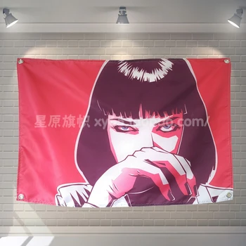 

"pulp Fiction" Cartoon Movie Poster Banners Children's Room Wall Decoration Hanging Art Waterproof Cloth Polyester Fabric Flags