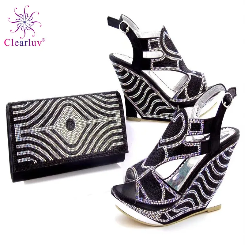 Femmes En rouge Ensemble Noir Africaines Sacs Mode rose Clearluv Pierre Assortis Noir Avec Couleur Italiennes Et Prix Les Chaussures Gros qxvU4wW6
