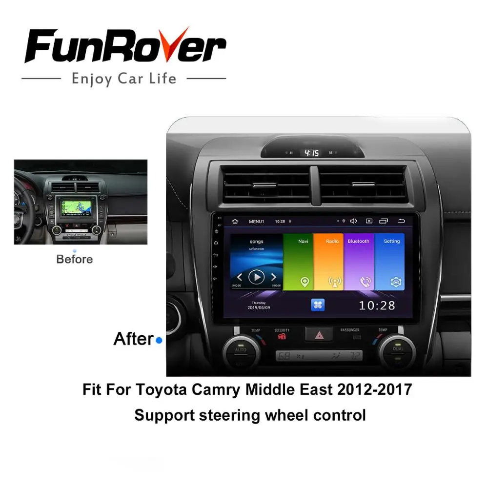Perfect FUNROVER 2.5D+IPS android 9.0 car dvd multimedia For Toyota Camry 50 2012 2013 2014 radio gps navigation navi stereo DSP RDS BT 1