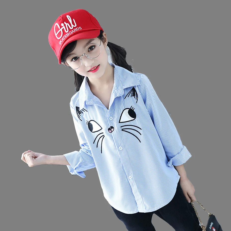 

Autumn Blouse For Girls Striped Cartoon Blouse For Girls School Spring Shirts For Girls Teenager Girls Clothing 4 8 10 12 Years