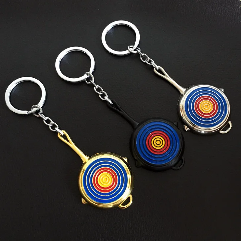 

Game PUBG Level 3 Saucepan Keychain Player Unknown's Battlegrounds Surrounding Weapons Alloy Cosplay Props Pendant Key Ring