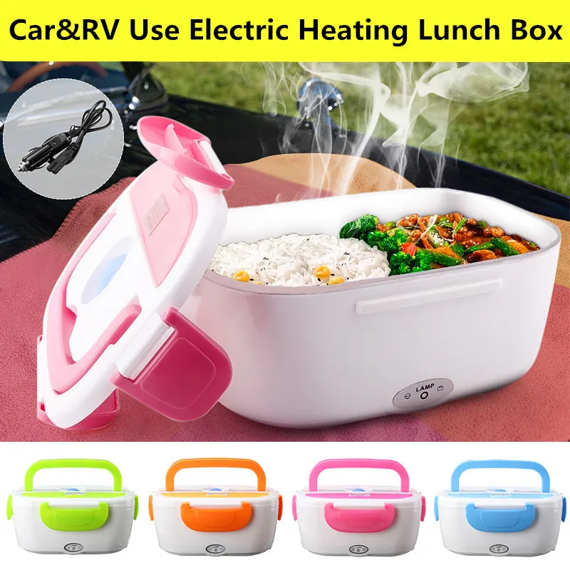 

12V Car Plug Electric Heating Lunch Box Food Heater Portable Bento Box Office Home Food Warmer with Removable Container Spoon